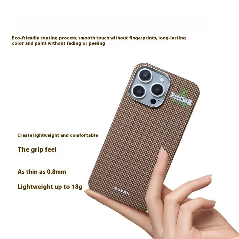 iPhone 15 Pro Carbon Fiber Magnetic Case - Slim Brown Protective Cover Tidesmit
