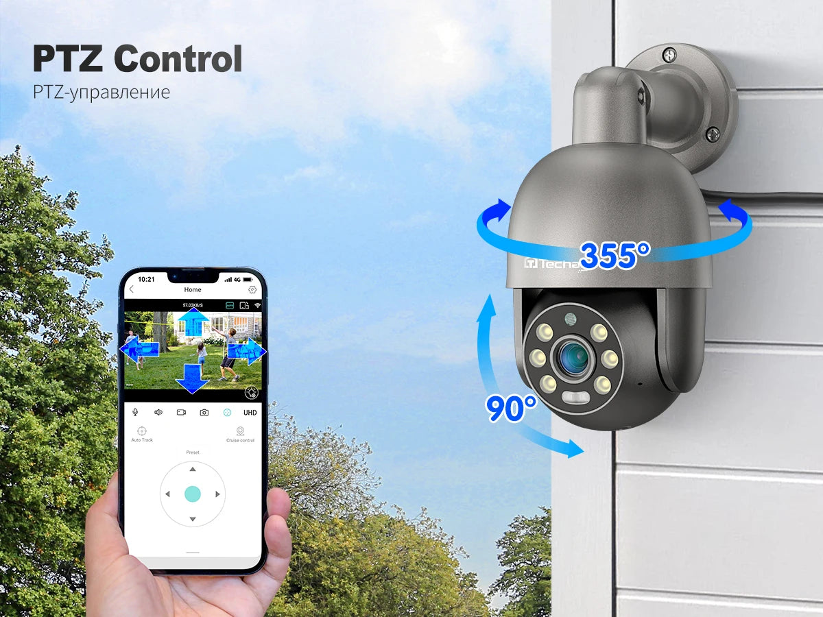 Techage 8MP 5MP 4MP PTZ Security POE IP Camera Dome Video Camera 4K Outdoor Ai Human Detected Two Way Audio Camera XMEye TF Card