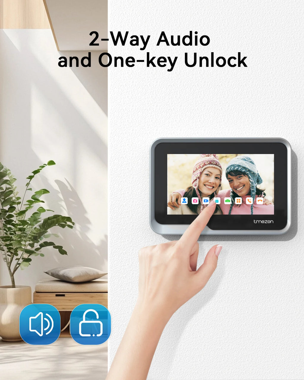 TMEZON 730 2 Wire 7 Inch Tuya App 1080P Wifi Smart Video DoorPhone Intercom System with Wired Doorbell APP/Password/Card Swipe TouchScreen