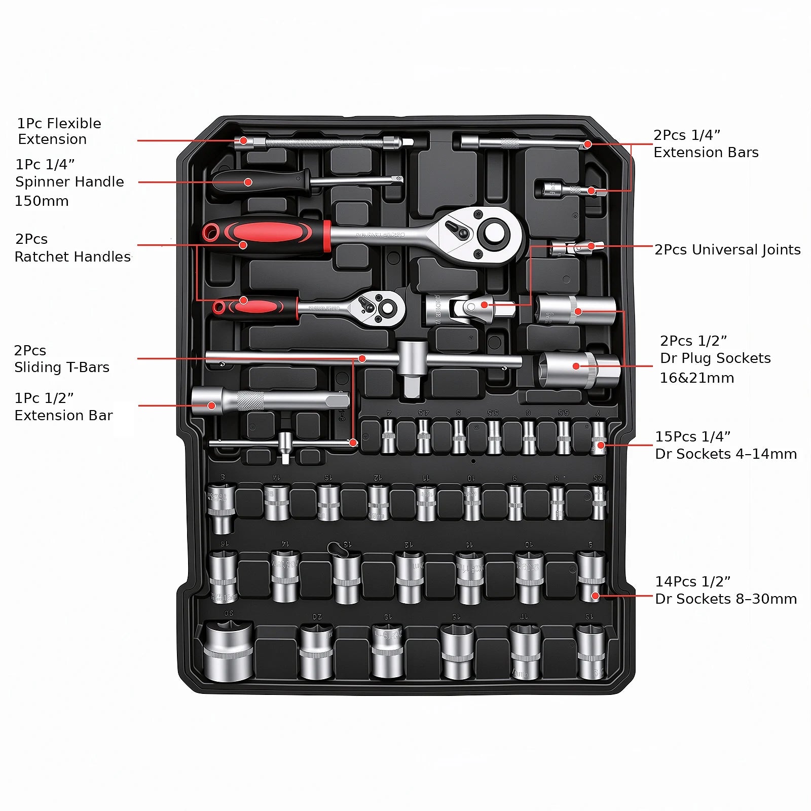 Professional Rolling Toolbox with Wheels Complete Mechanic Tool Set Heavy Duty Socket Wrench Kit Automotive Repair Hand Tools Portable Storage Case for Car Motorcycle Bicycle Home Garage Workshop Maintenance Equipment DIY