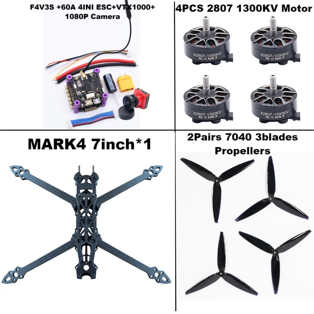 7-Inch FPV Racing Drone Kit with Carbon Fiber Frame - Tidesmit F4V3S 60A PackageE Tidesmit