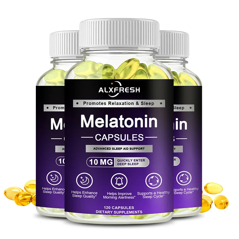 Alxfresh Melatonin 10mg with Vitamins | Gluten Free Non-GMO Vegan | Dietary Supplement