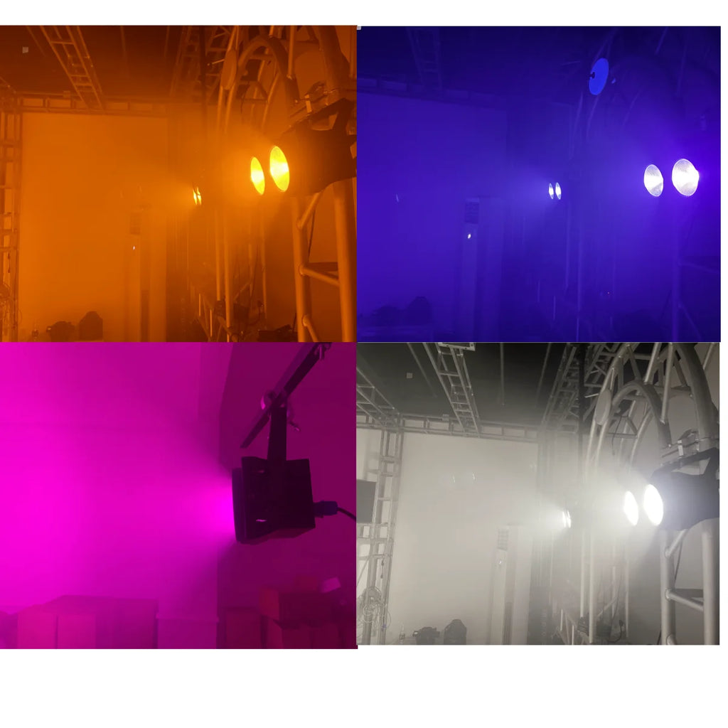2pcs 200W LED Audience Blinder Lights 2Eye 2x100W Par Cob RGBWAUV 6in1 Strobe Wash Beam Stage Lighting Dj Disco