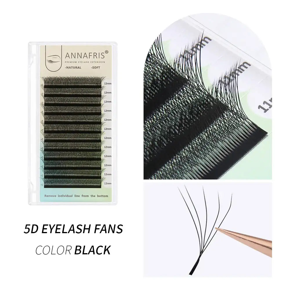 ANNAFRIS Premade Volume Fan YY 3D 4D 5D W-Shaped Lash Automatic Flowering W Lashes Extension Natural Soft Full Dense Mink Lash False Eyelashes Black 5D Eyelash Tidesmit