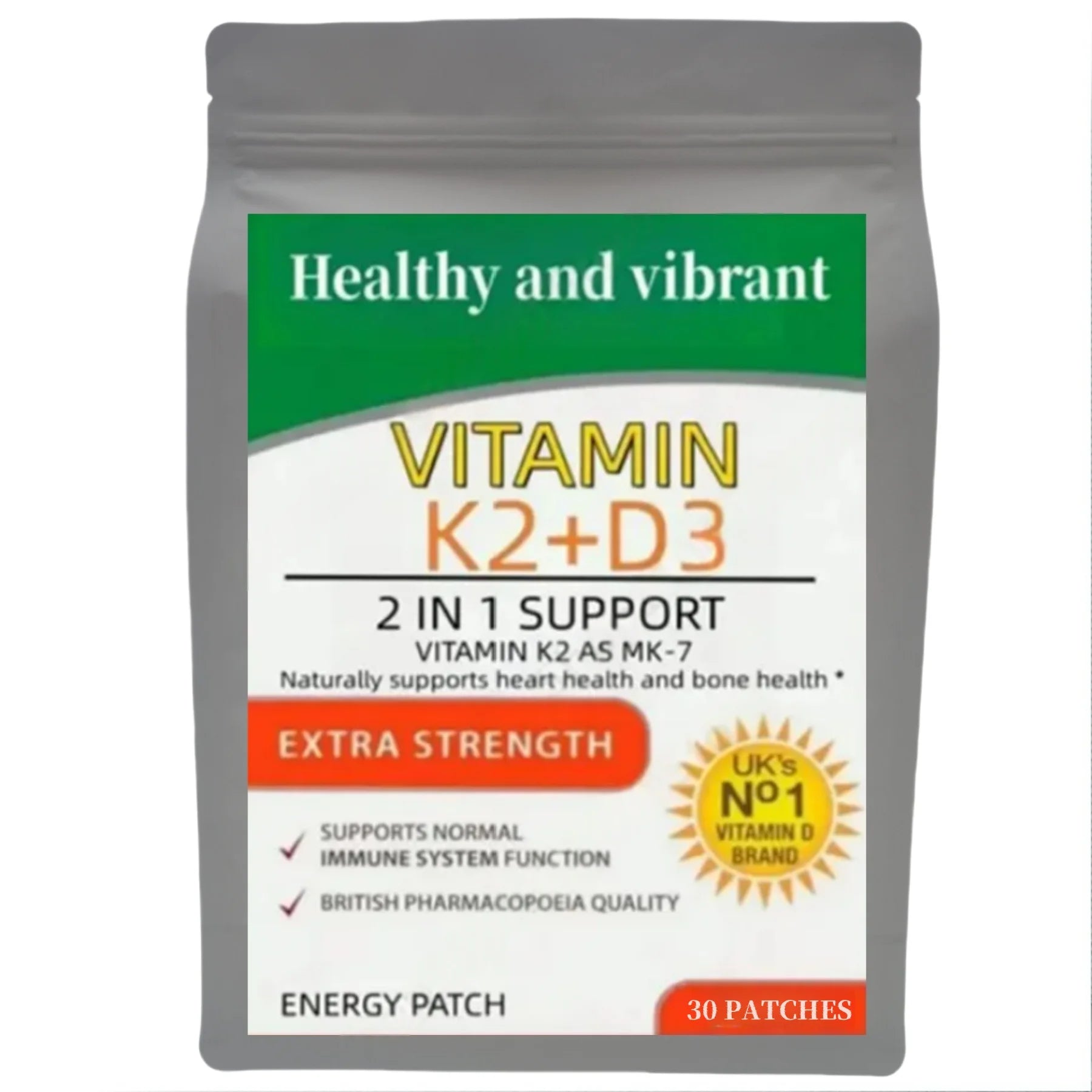 Hot sale Premium Non-GMO Vitamin K2 (MK-7) with D3 Transdermal Patches – Biologically Active Complex with Biotin & Folic Acid