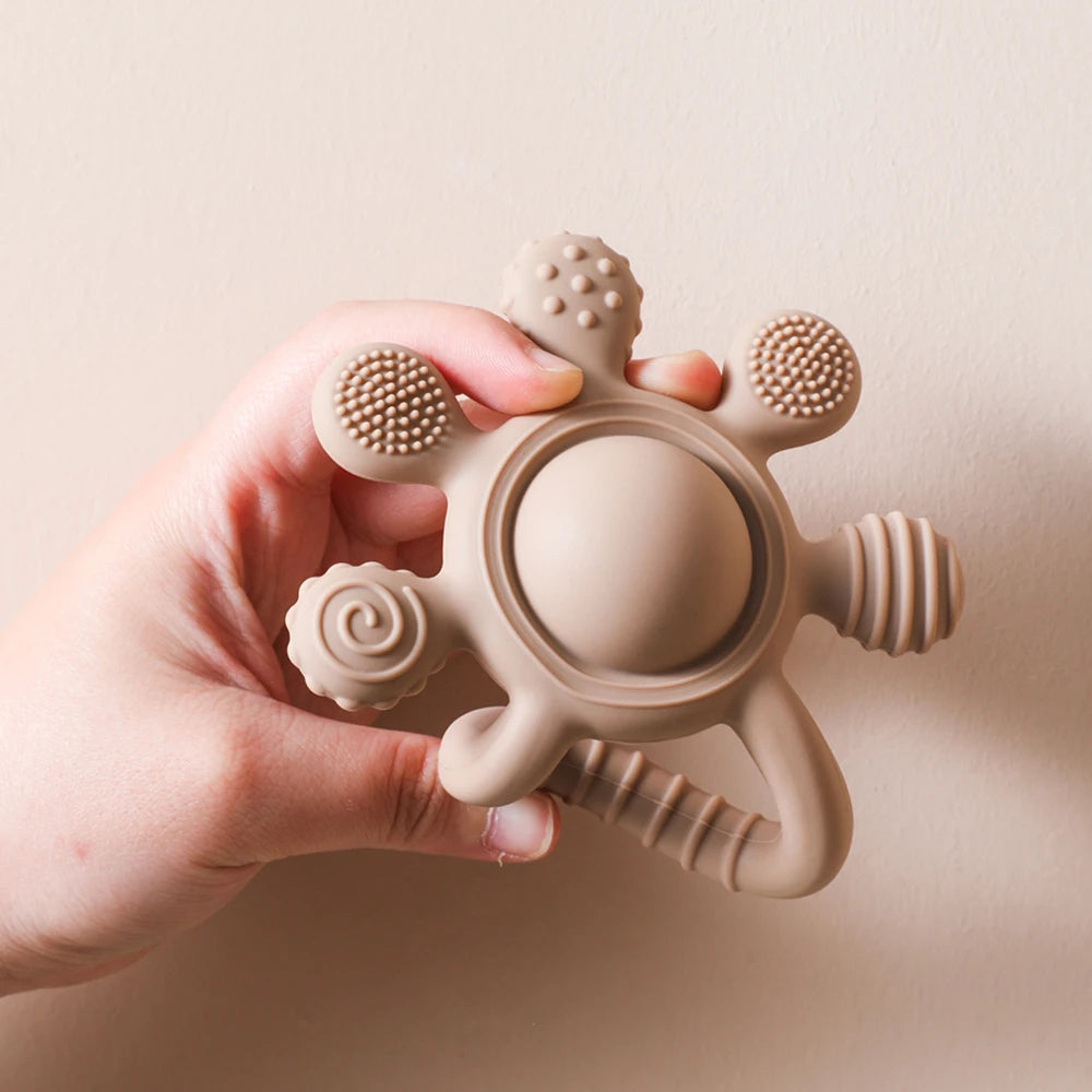 Baby BPA Free Silicone Teether Toy Rattle Silicone Teething for Teeth Newborn Accessories Food Grade Infant Soothing Nusing Toys