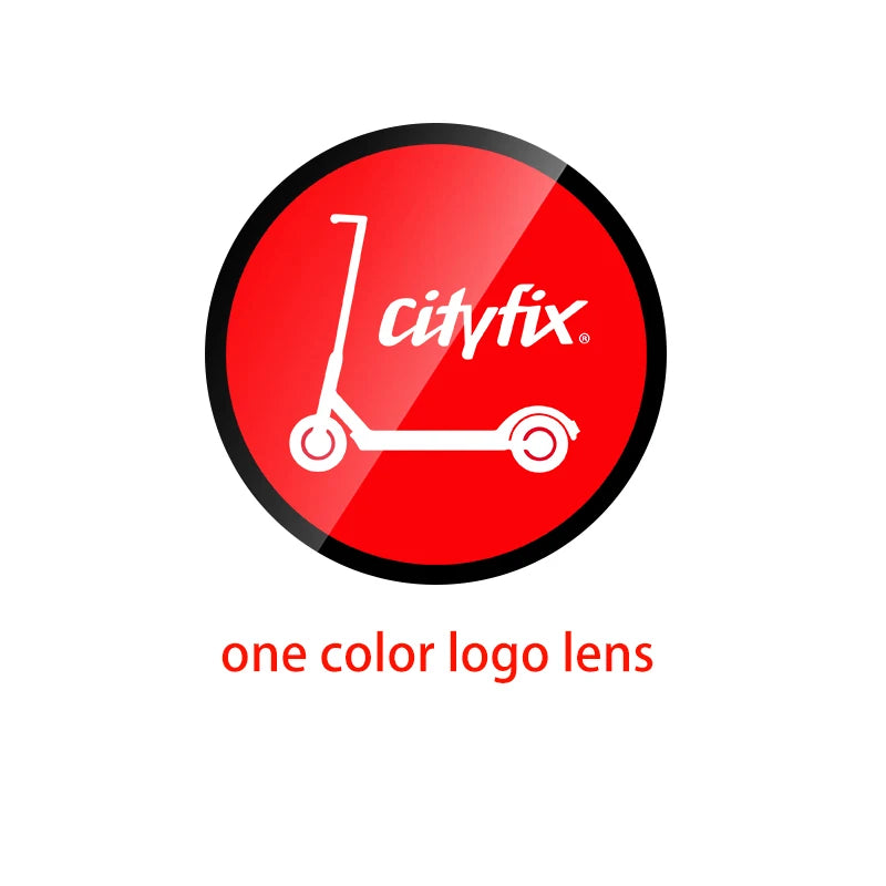 Rotating LED logo projector gobo lens disc, one-color Cityfix logo