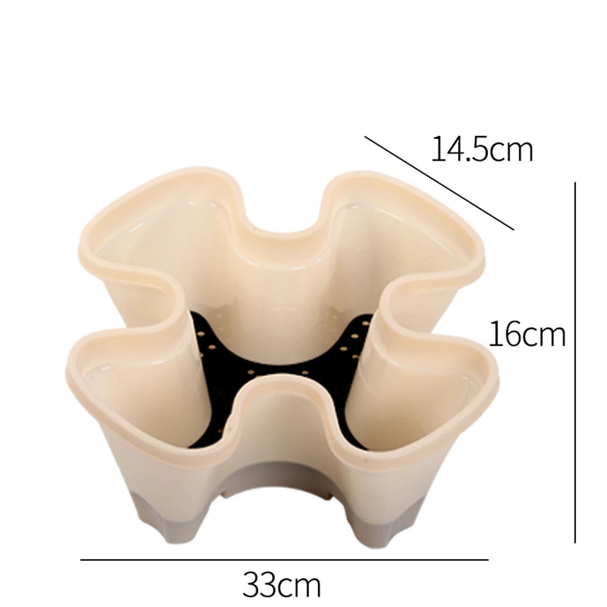 Beige four-petal vertical planter cup with four planting wells