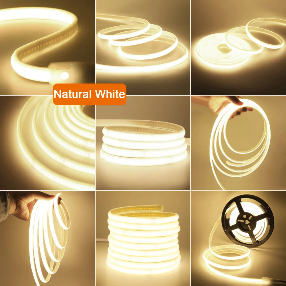 Wifi Bluetooth COB LED Neon Strip Light Wall Touch 23key Remote Control 220V Dimmer Power Kit 5m 10m 20m 0.5m 240LED/m Flex Lamp