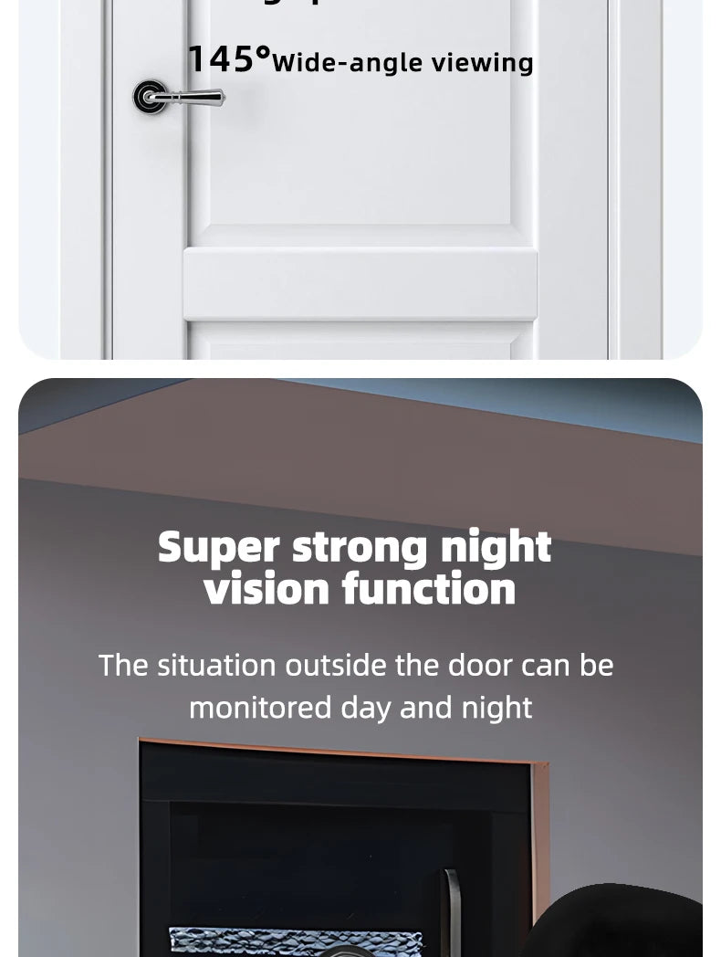 4.3 Inch HD Display Visual Peephole Video Doorbell 145 Degree Angel 1 Megapixel Camera PIR Motion Detection Night Vision Cat Eye