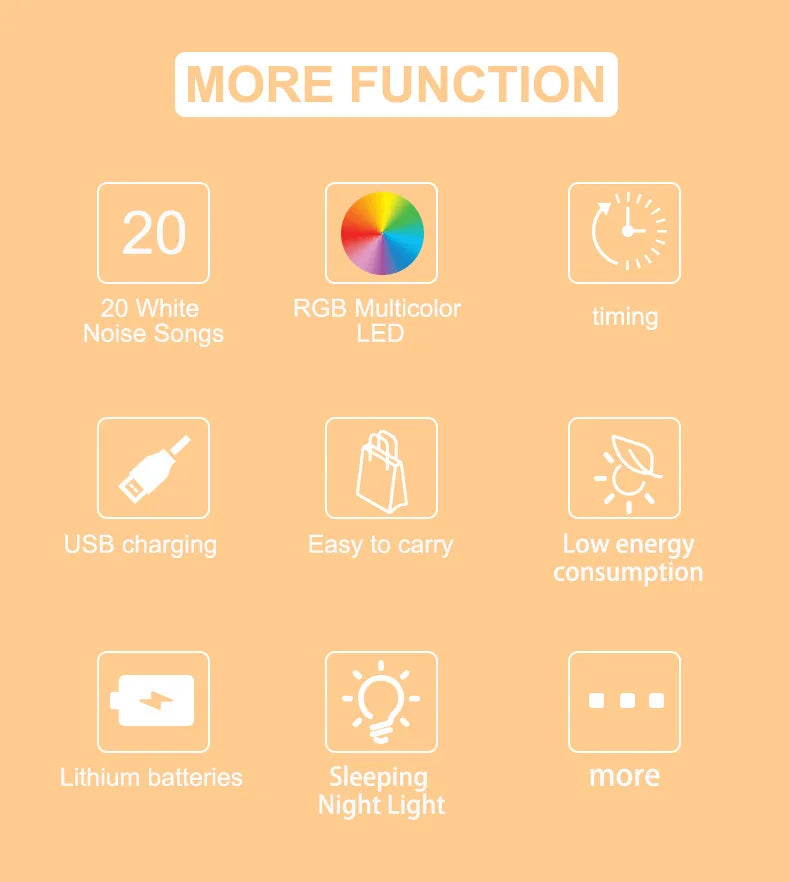 White Noise Machine Portable Baby Sleep Machine Soothing Sounds Sleep Therapy Sound Monitor Generator for Babies Adult Relax