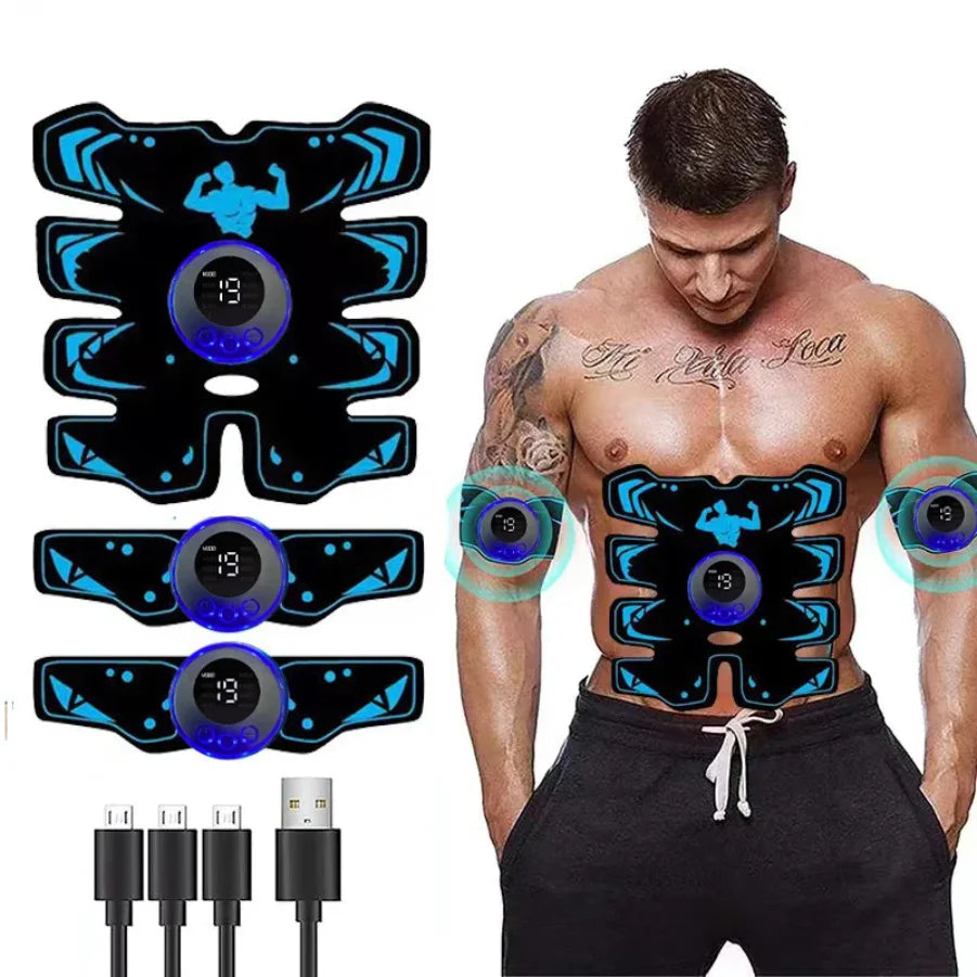EMS Muscle Stimulator 3-in-1 Abdominal Trainer - USB Blue Relaxation Treatment Tidesmit