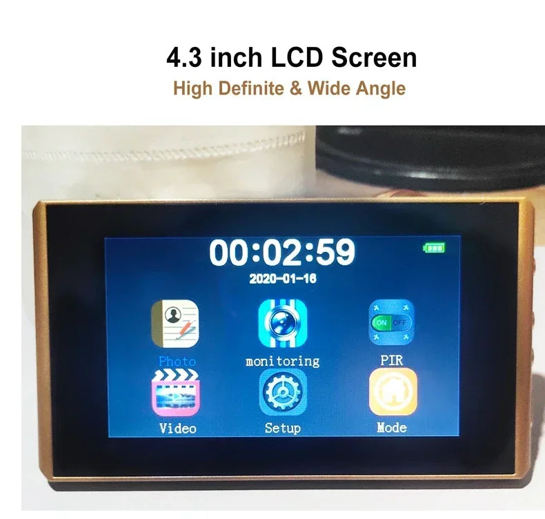 4.5 Inch Motion Detection Monitor Cat Eye Doorbell Digital Video Peephole Camera 145 Degree Ultra Wide Angle Super Night Vision