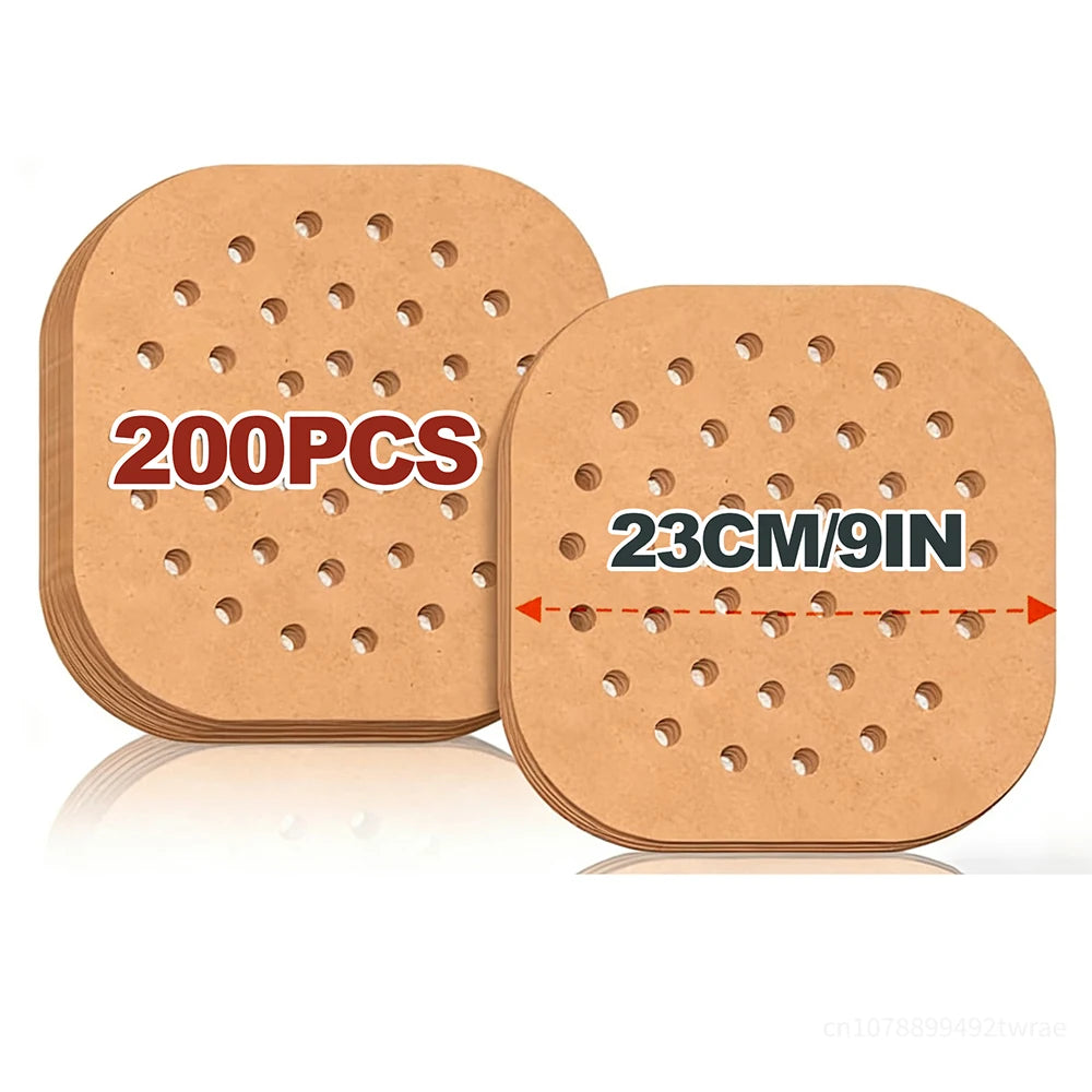 Air Fryer Paper Disposable Air Fryer Parchment Paper Liners Non-Stick Steamer Liners for Oven Microwave Steaming Basket