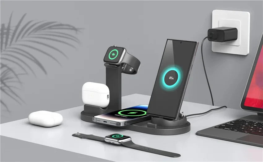 Wireless Charging Station - Qi Certified MagSafe Compatible Multi-Device Tidesmit