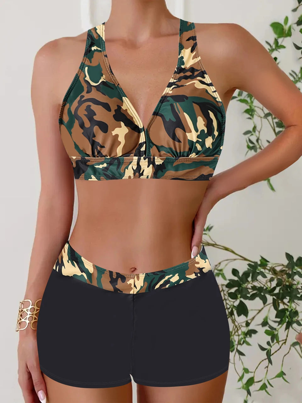 2025 High Waist Bikinis Women Sports Swimwear Print Bathing Suit Female Padded Beach Wear Bathers Swimming Swimsuit Summer