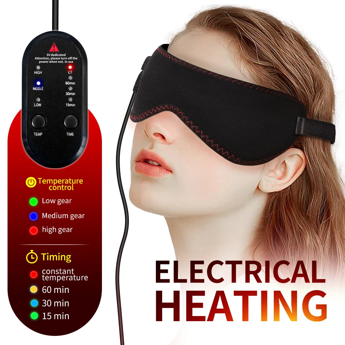 Heated Eye Mask for Dry Eyes | 3-Level Heat Therapy & Massage - Tidesmit Massage Cushion Tidesmit