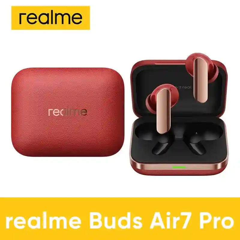 Realme Buds Air 7 Pro Wireless Earbuds - 53dB Active Noise Cancelling Fiery Red spain Tidesmit