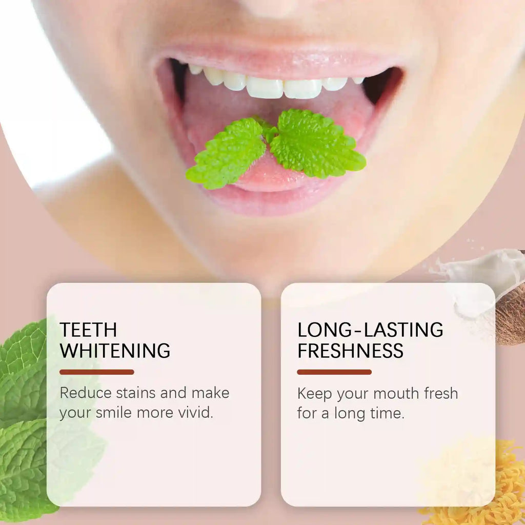 Tidesmit coconut oil whitening toothpaste for enamel repair, stain removal, and fresh breath oral care.