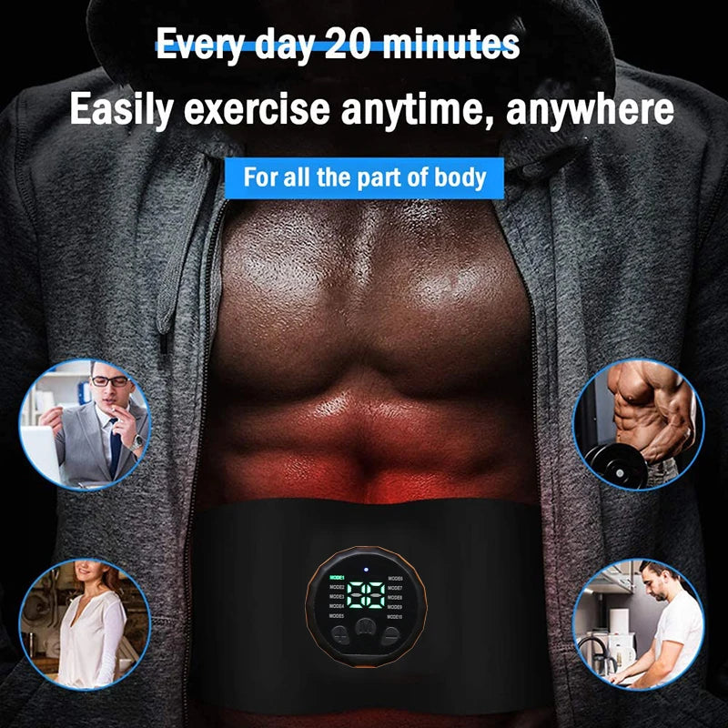 EMS Abdominal Toning Belt - Rechargeable Electric Muscle Stimulator Body Shaping Massage Equipment Tidesmit