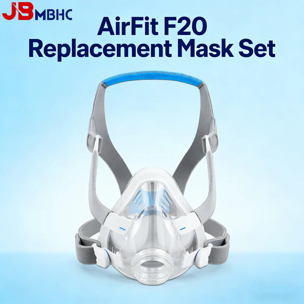AirFit F20 Full Face CPAP Mask Replacement Kit with Memory Foam Cushion, Headgear, Frame & Clips Included for Complete Renewal