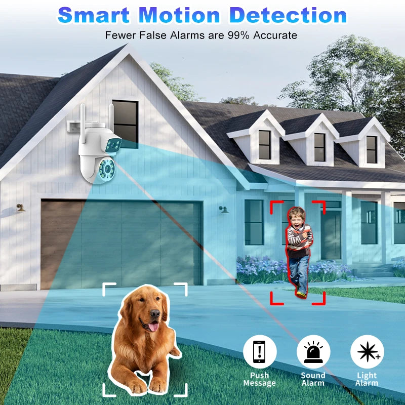 8MP 4K Dual Lens with Dual Screen PTZ Wifi Camera Ai Human Detect Auto Tracking Wireless Outdoor Surveillance Camera iCSee App