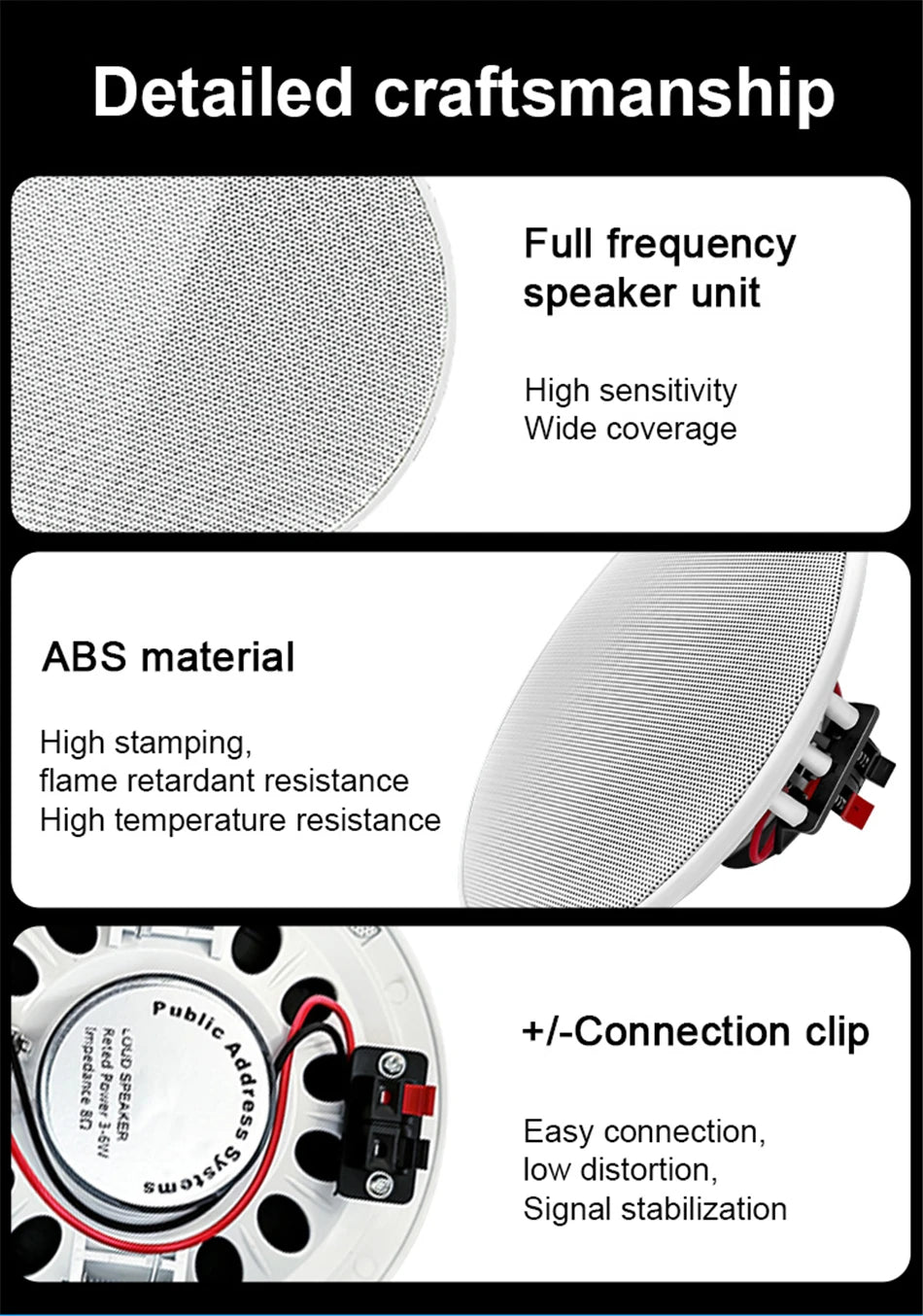 SUMWEE 8 Ohm Full Range Stereo Sound Passive Ceiling Speakers Home Theater Background Music Audio System 5 Inch In Wall Speakers