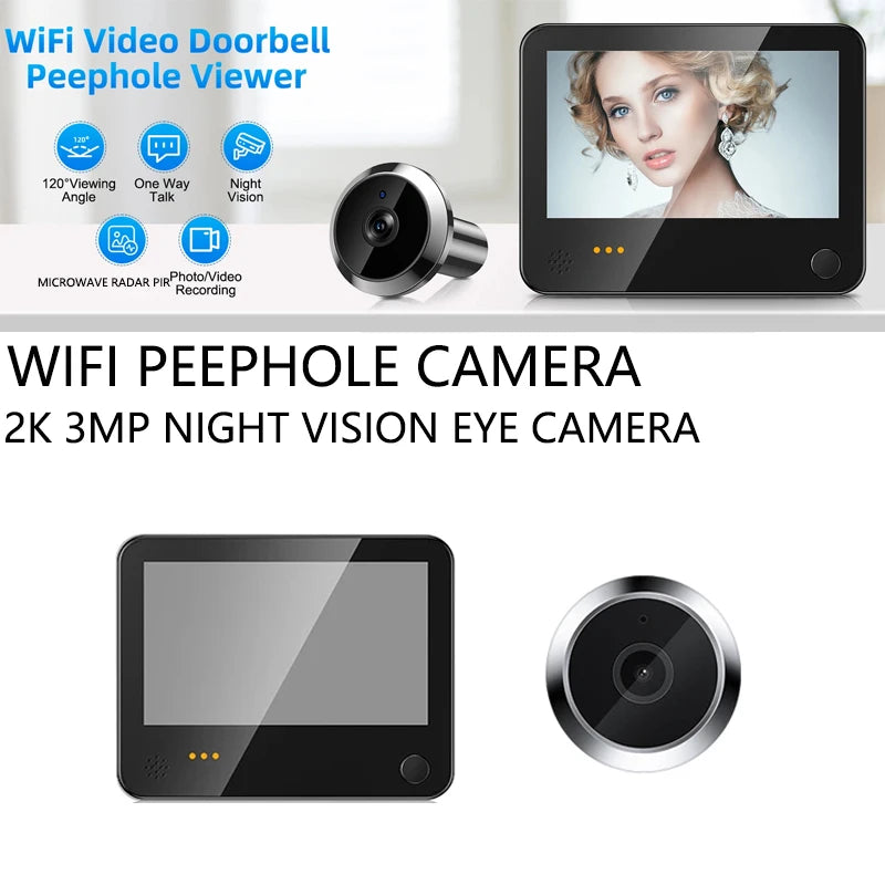 Danmini Digital Door Peepholes 4.3 Door Bell Visual Doorbell Security Camera Outdoor Housing Wireless Bell HD Peephole Camera