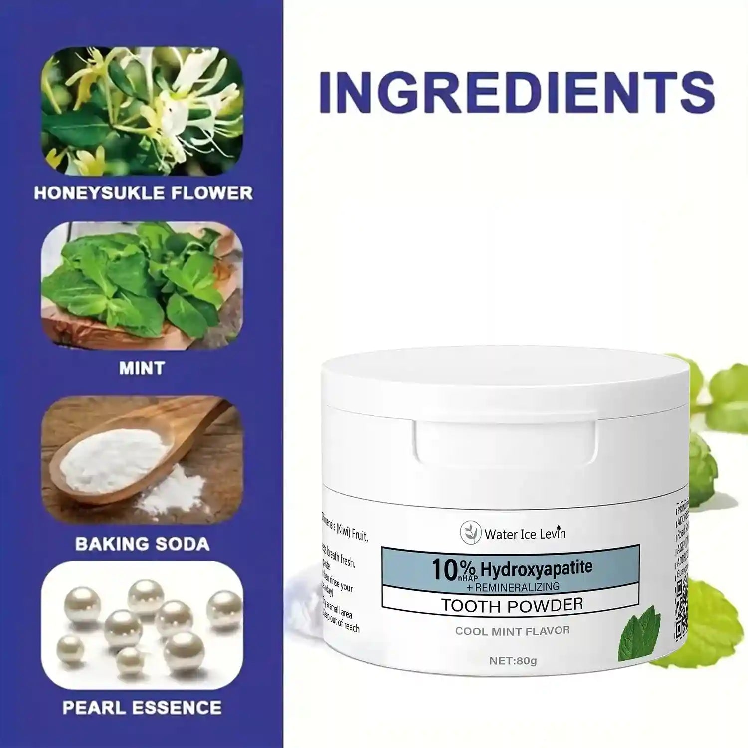 Tidesmit 10% Hydroxyapatite tooth powder for natural teeth whitening and fresh mint breath