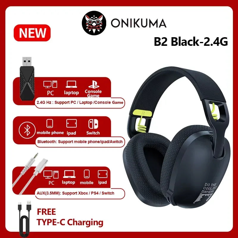 Tidesmit 2.4GHz Wireless Gaming Headset for PC PS5 with Boom Mic black Tidesmit