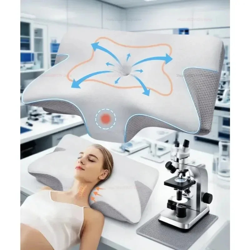 Memory Foam Butterfly Neck Pillow for Cervical Spine and Neck Support Relaxation Treatment Tidesmit