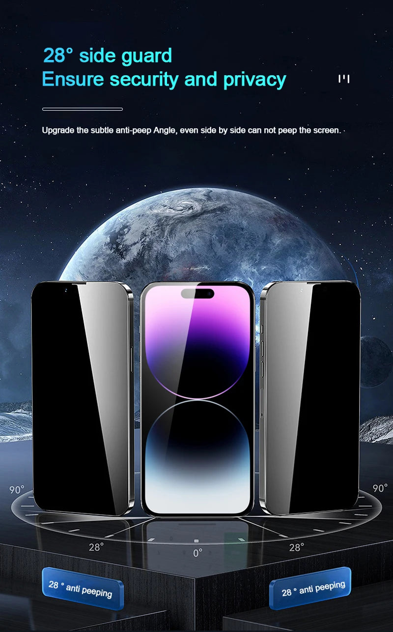 1-4Pcs Privacy Screen Protectors For iPhone 15 13 11 12 14 Pro Max Mini 7 8 Plus Anti-spy Tempered Glass For iphone X XS Max XR - Tidesmit