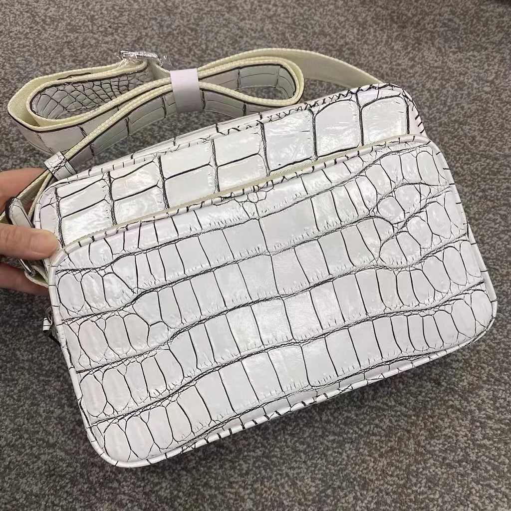 2022 New Designer Belly Crocodile Skin Men's Shoulder Bag Fashion Men Real Crocodile Bag High Quality Large Capacity Male Bag 45