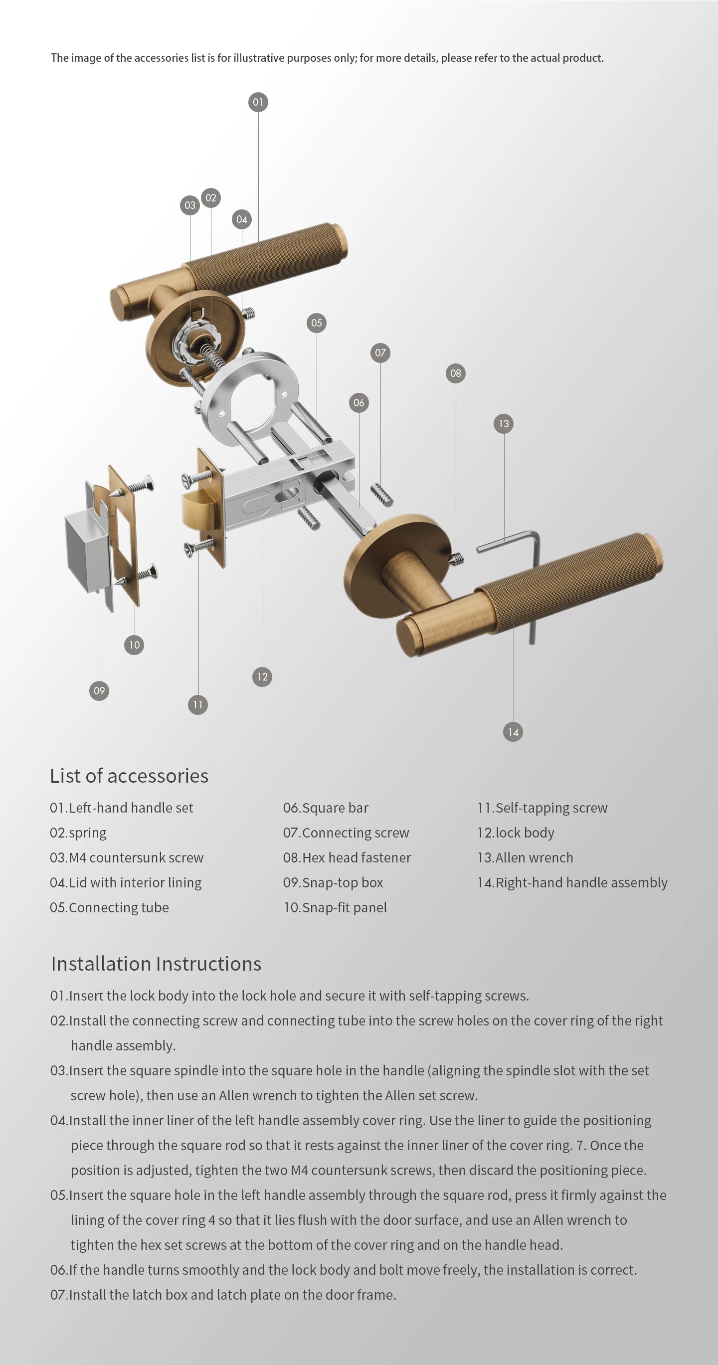 DOOROOM Brass Door Lock Set Modern Knurled Matte Black Interior Door Lock Decorative Lock Privacy Lock Passage Lock