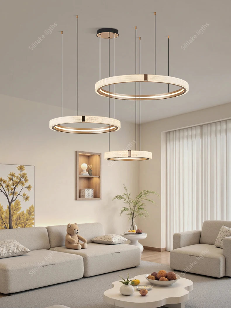 Modern Round LED Ring Light – Adjustable Minimalist Pendant 40-80cm Tidesmit