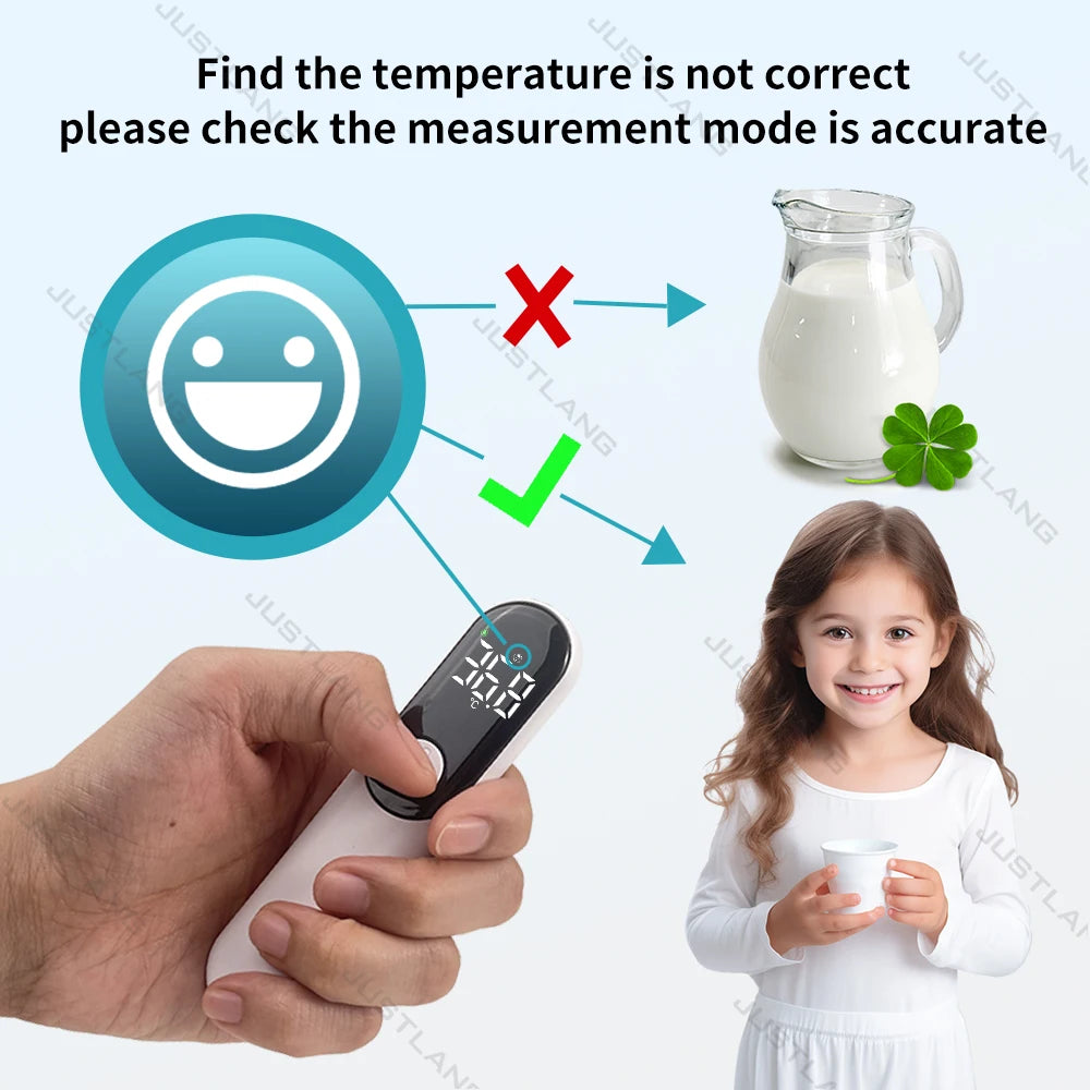 JUSTLANG Forehead Digital Thermometer LED Non Contact Infrared Medical Thermometer Body Temperature Fever for Baby Adults