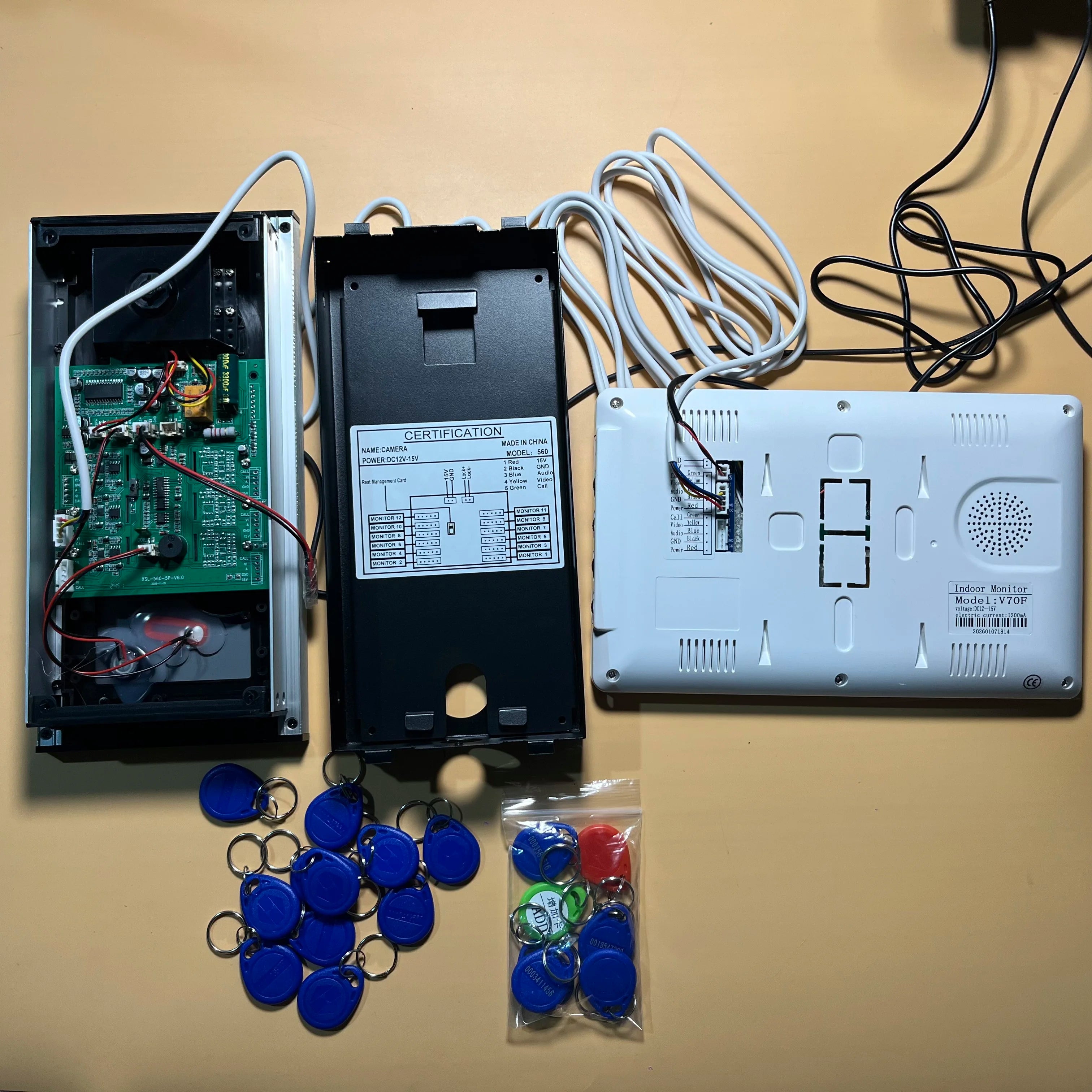 7 Inch Color Video Door Phone doorbell RFID Access Control Camera System for 2/3/4Unit  multi apartments Intercom