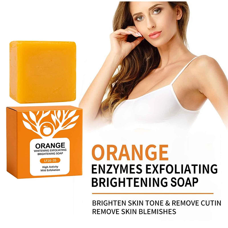 100g Orange Enzymes Mild Exfoliating Brightening Soap Bar,Face Body Gentle Cleansing Hydrating Moisturizing,Smooth Tender Skin