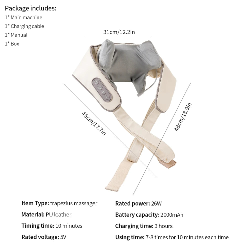 Back Massager Shawl with Heat - Rechargeable Deep Tissue Relief Device Back Massage Instrument Tidesmit
