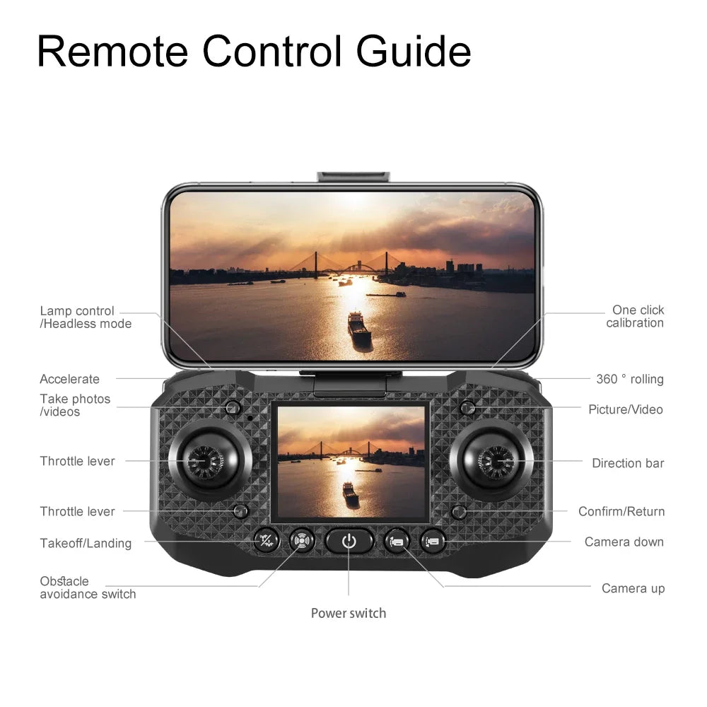 8K Camera Drone with FPV Screen Remote Control - Black Tidesmit