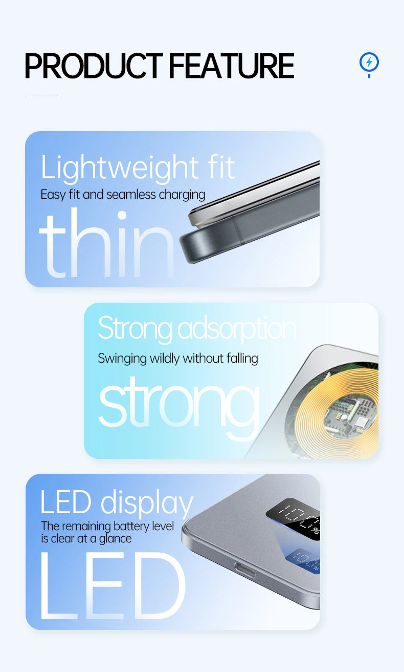 Magnetic Power Bank 10000mAh Qi2 Wireless Portable Charger - Tidesmit Tidesmit
