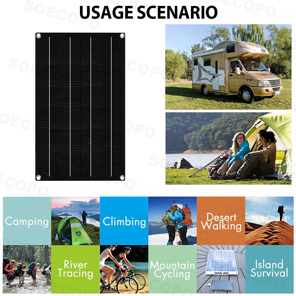SOECOPO 10000W Solar Power Full Kit DC 12V - AC 110V 220V Inverter 100A Controller 2*600W Panels for Home System Camping
