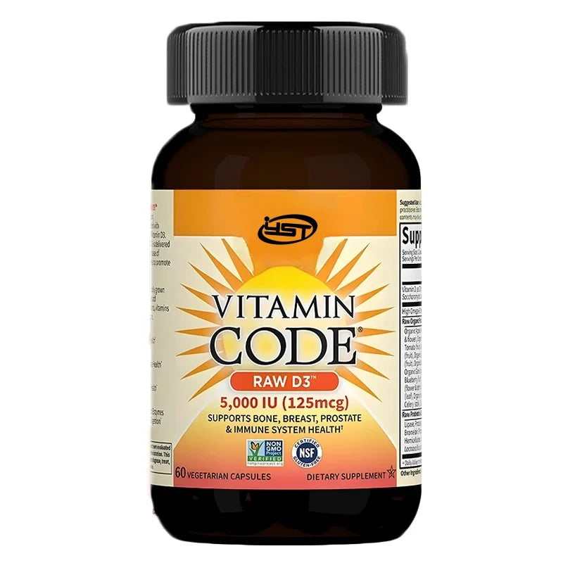 Vitamin D 5000 Iu Capsules, Containing Chlorella Vulgaris, Fruits, Vegetables, And Probiotics, Promote Bone And Immune