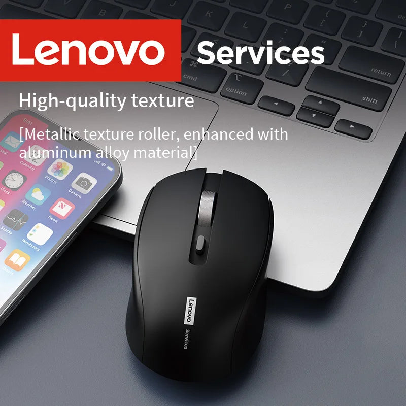 Lenovo Wireless Ergonomic Computer Mouse Noise-Reduction Silent Click High-Precision Wheel Lightweight Portable Design Mouse