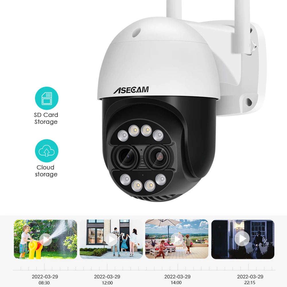 12MP PTZ WiFi IP Camera Dual Lens 2.8mm -12mm 8X Zoom 4K Outdoor AI Human Tracking CCTV Audio Home Security Surveillance Camera