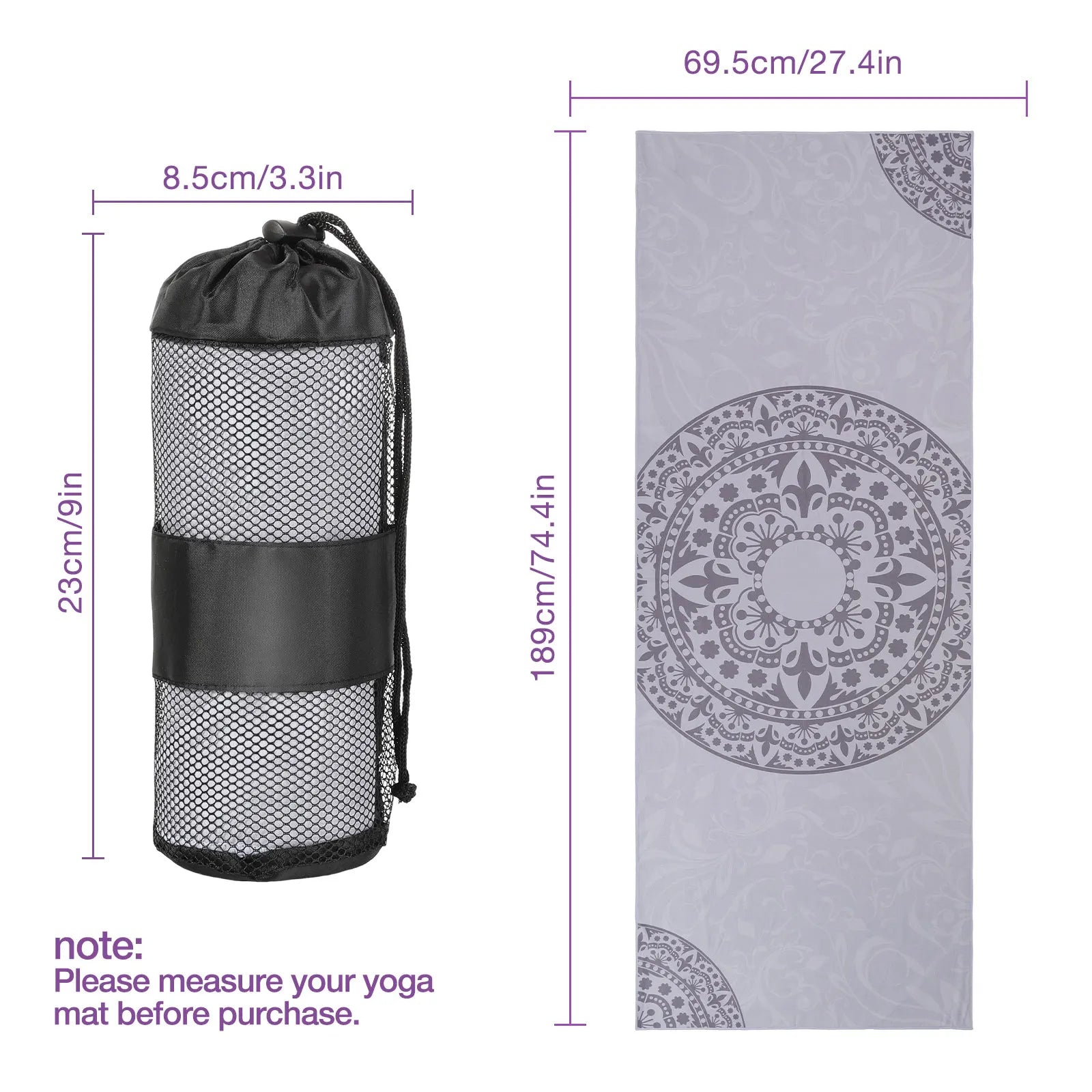 MoKo Yoga Towel Non Slip Hot Yoga Mat Yoga Blanket Printing Pattern Quick Dry with Corner Pocket for Bikram Pilates Gym Workout