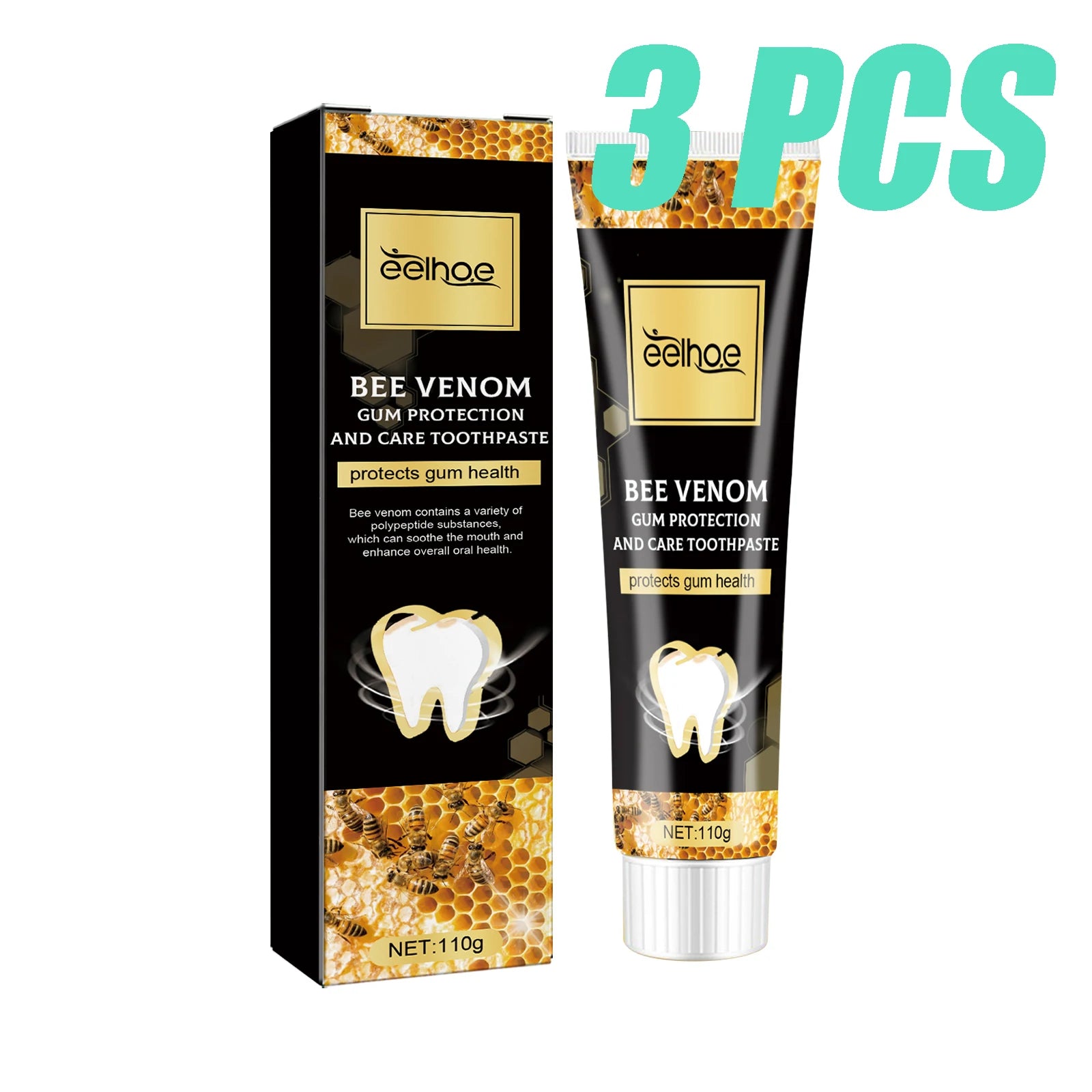 Tidesmit Bee Venom teeth whitening toothpaste for plaque removal and long-lasting fresh breath oral care