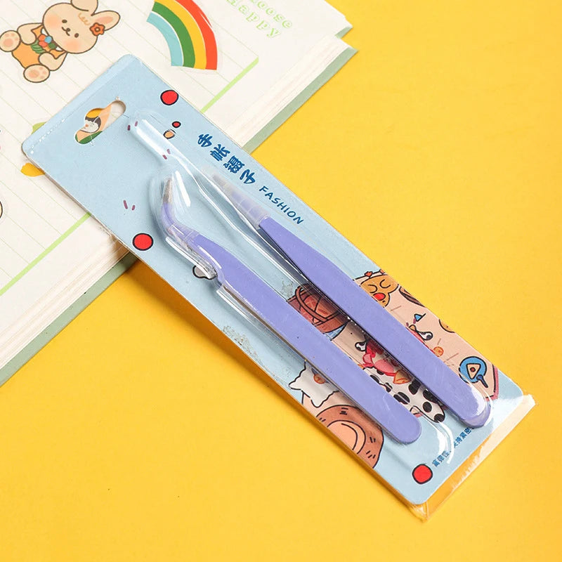 Eyelash Tweezers Set for False Eyelashes - Precision Applicator Tools False Eyelashes Purple Set Tidesmit