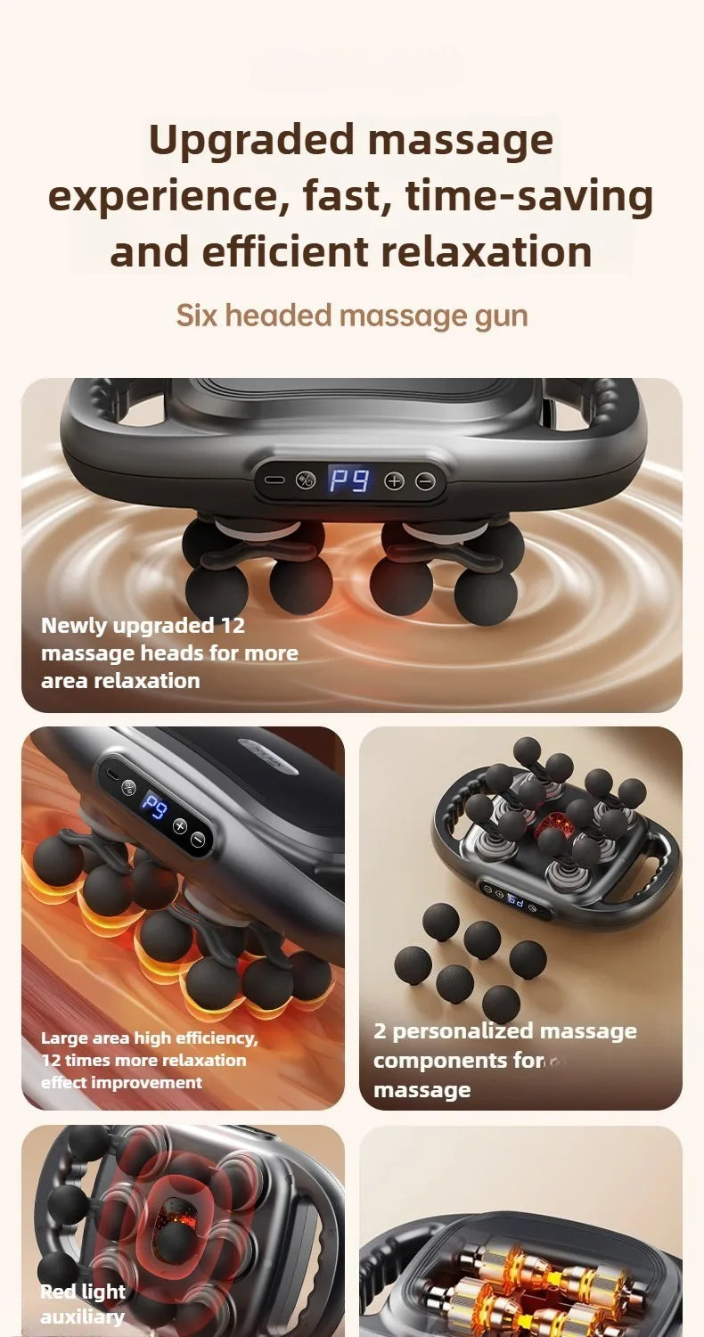 Deep Tissue Muscle Massager - 12-Head Percussion Back Therapy Tool Back Massage Instrument Tidesmit