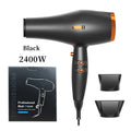 Professional 2400W black hair dryer with copper accents, two nozzles, and gift box for salon-quality quick drying.